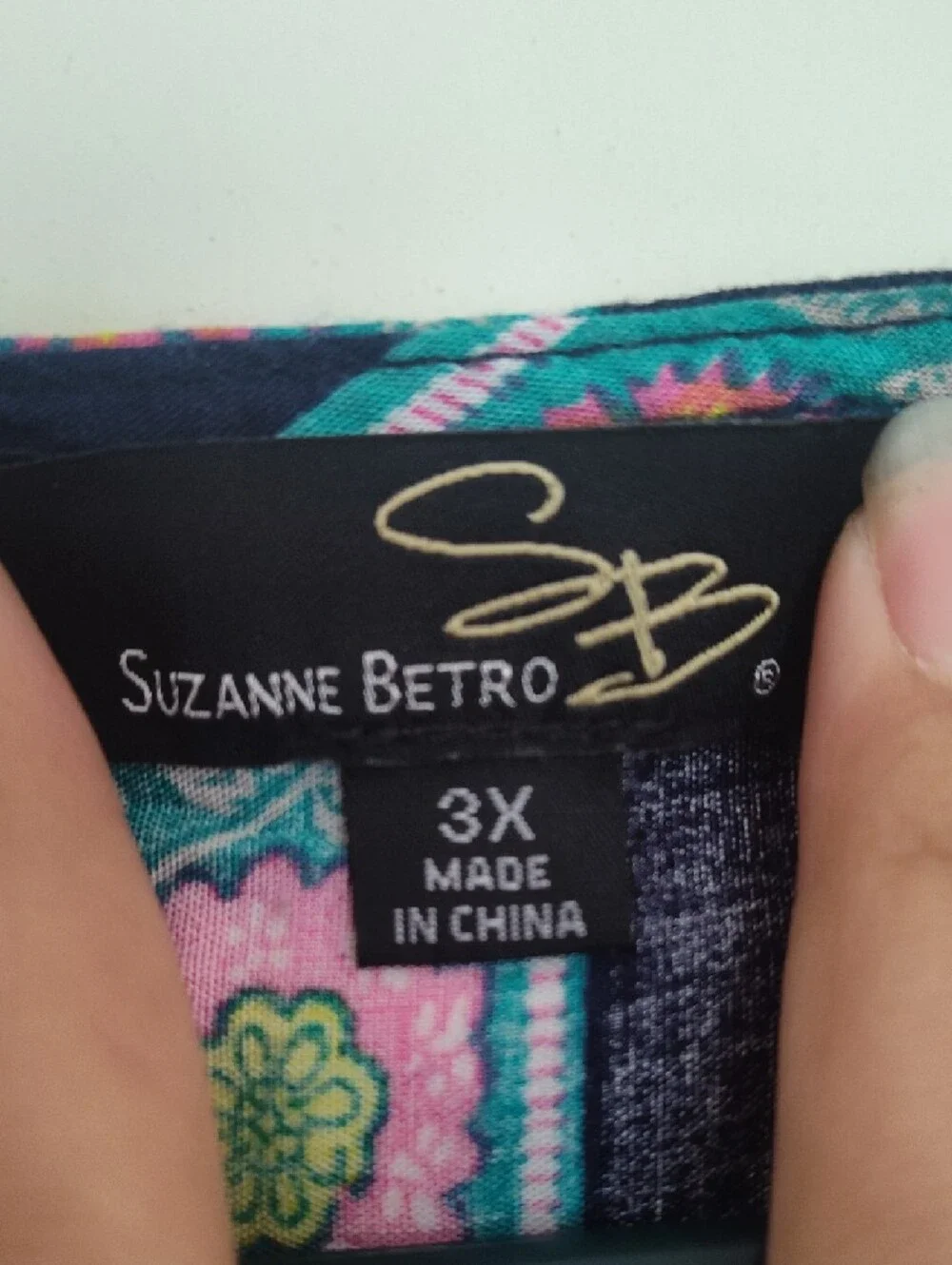 Suzanne Betro Teal, Navy & Yellow Floral Tunic - Picture 2 of 4